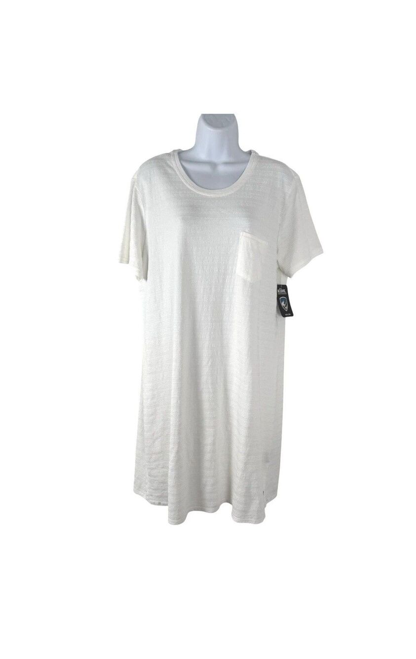 Kuhl Willa T-Shirt Dress L White Short Sleeve Organic Cotton NWT DR-1742